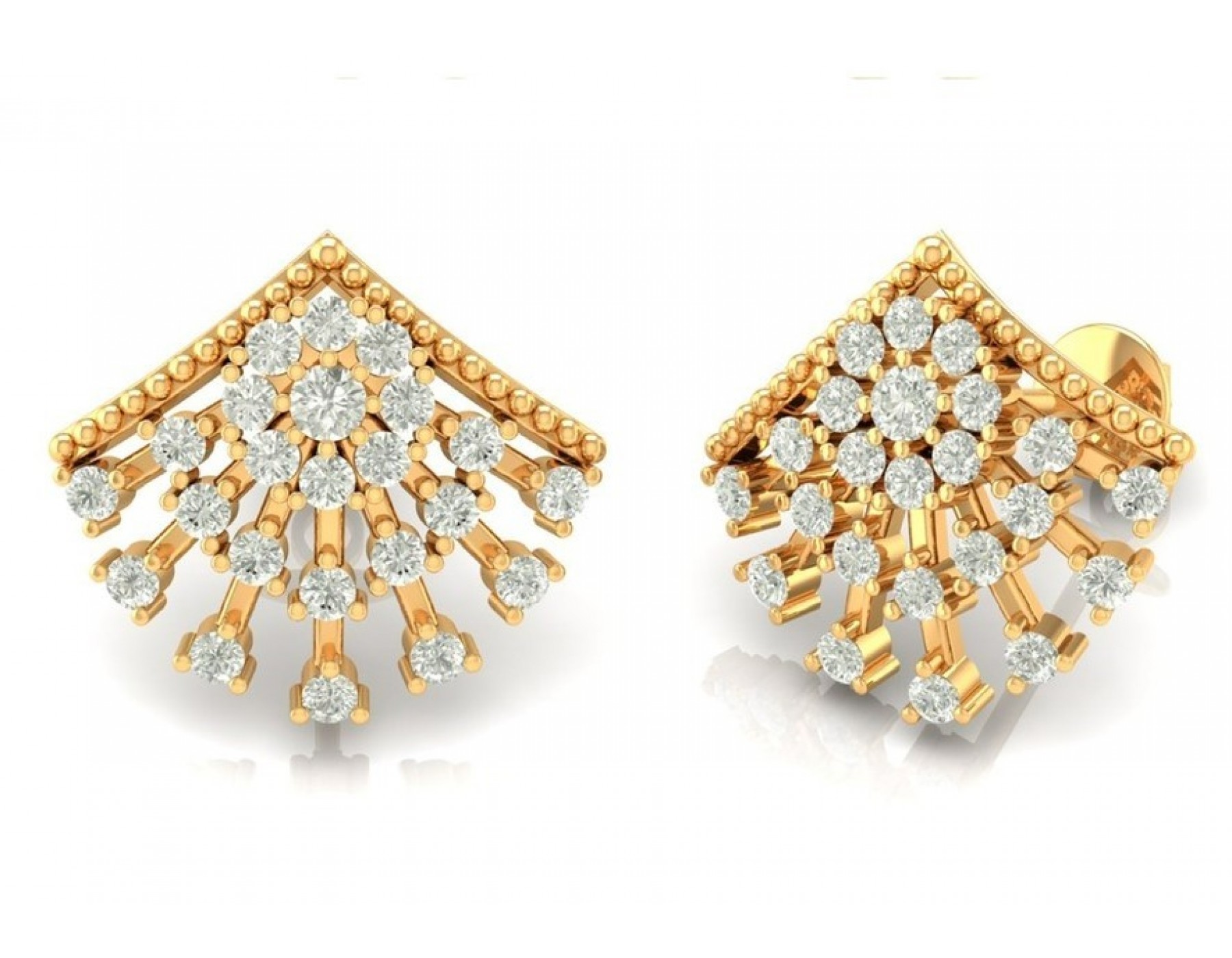 18 Stone Fancy Yellow White Diamond Cluster Earrings - Favoloso Diamonds